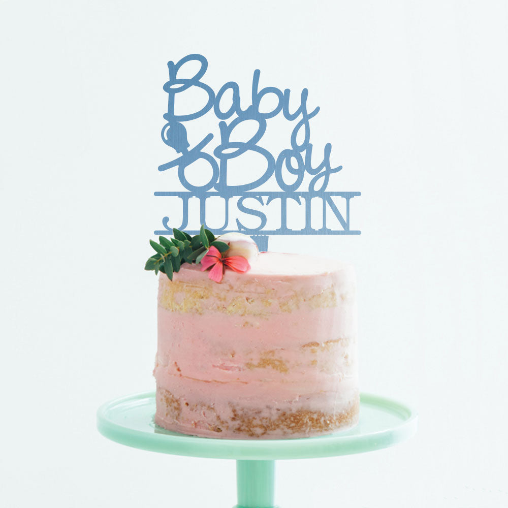 Custom Acrylic Baby Boy Pacifier Newborn Name Cake Topper