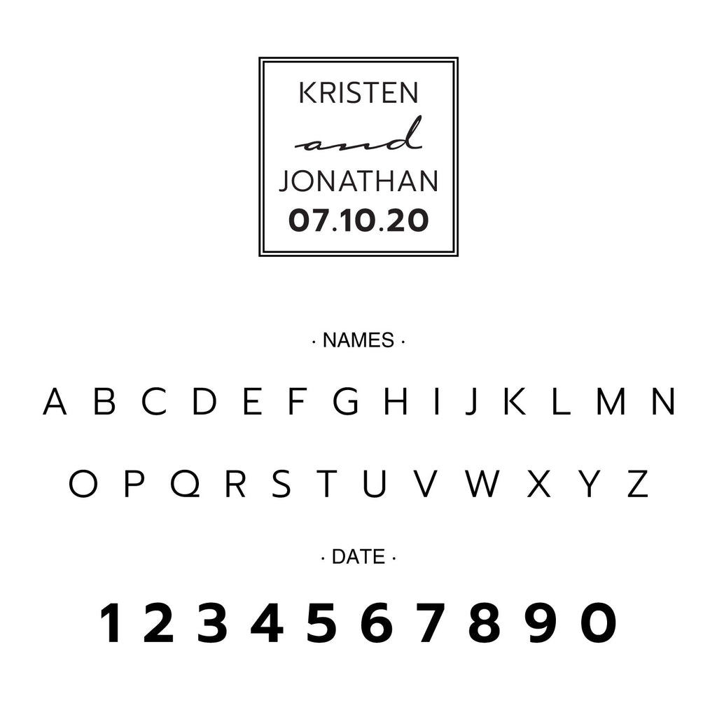 Square Wedding Couple Names and date Custom Designer Stamp