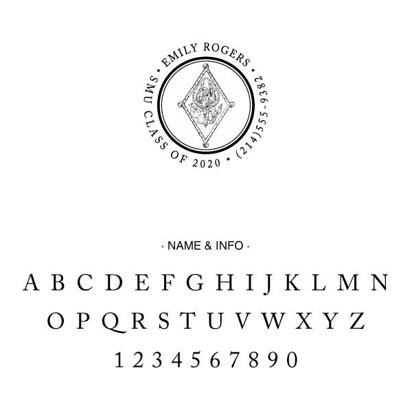 Pi Beta Phi Round College Social Symbol Panhellenic Sorority Chapter Custom Designer Stamp Greek