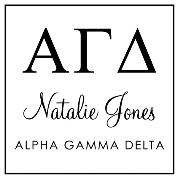 Alpha Gamma Delta Square College Social Symbol Panhellenic Sorority Chapter Custom Designer Stamp Greek