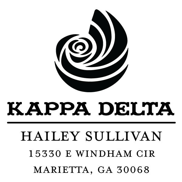 Kappa Delta College Panhellenic Sorority Chapter Name Return Address Custom Designer Stamp