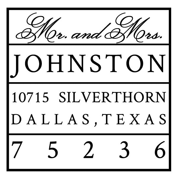 Square Mr and Mrs Return Address Couple Custom Designer Stamp