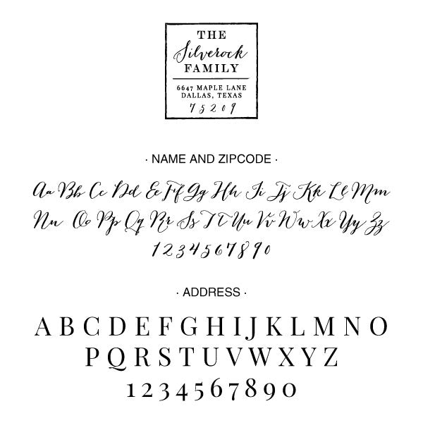 Square Return Address Last Name Family Custom Designer Stamp