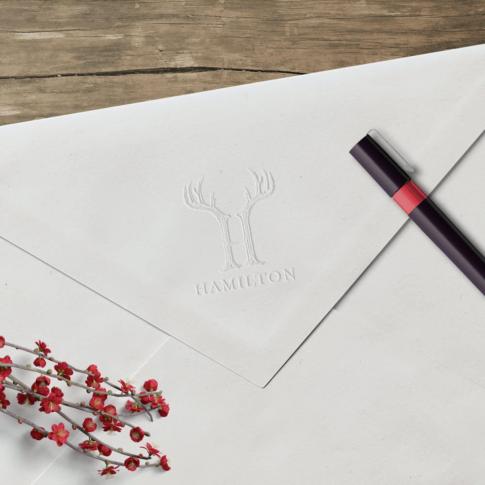 Alexa Pulitzer Deer Antlers Initials Name Signature Custom Designer Embosser