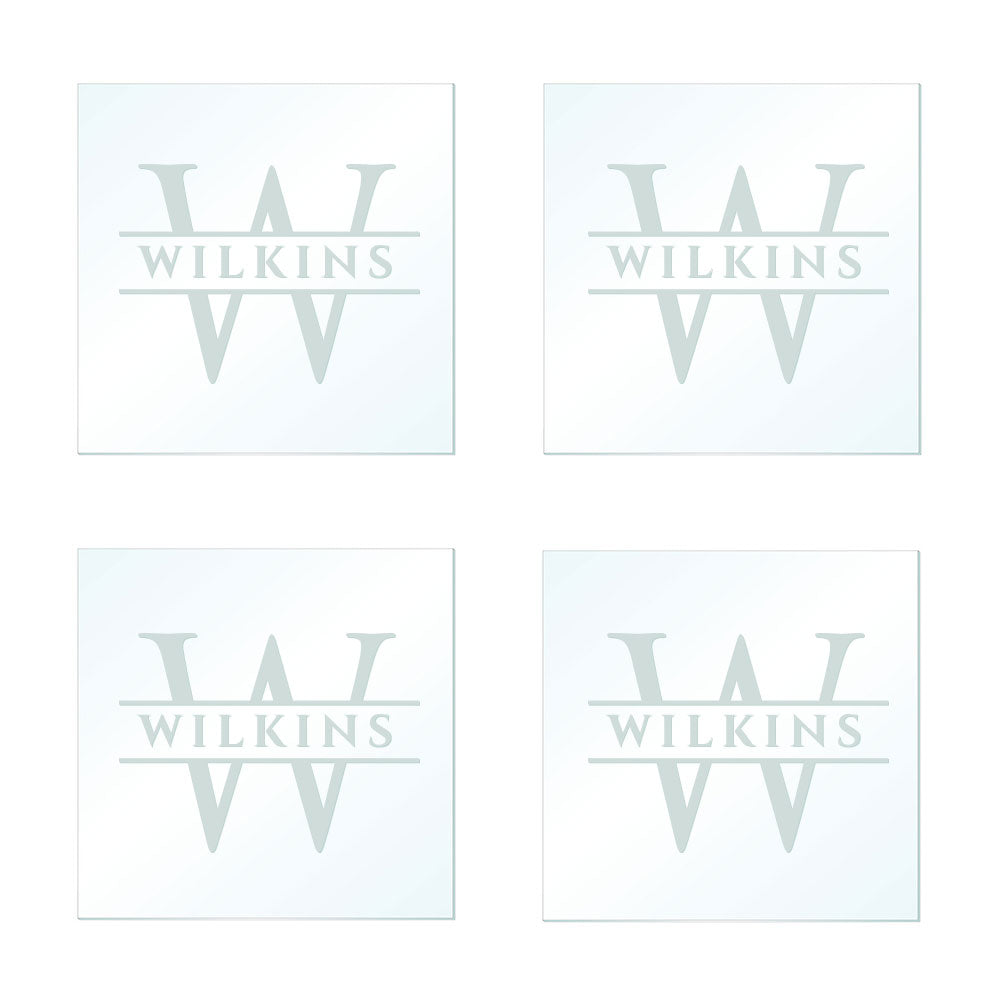 Frosted Engraved Custom Coaster Set of Four