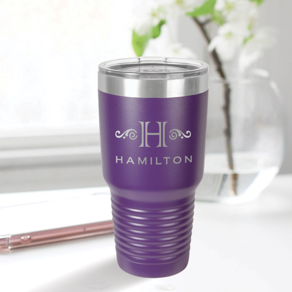 custom engraved 30 oz. tumbler drinkware best sellers purple with clear lid