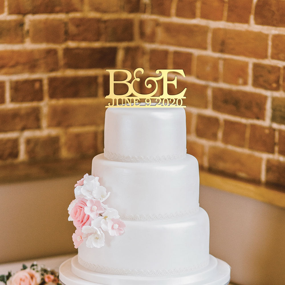 Custom Acrylic Wedding Initials and Date Cake Topper