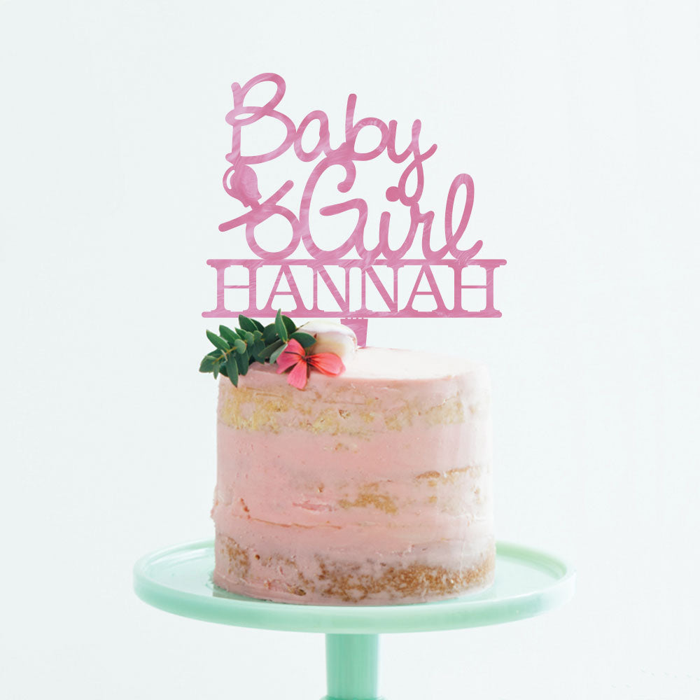 Custom Acrylic Baby Girl pacifier Newborn Name Cake Topper