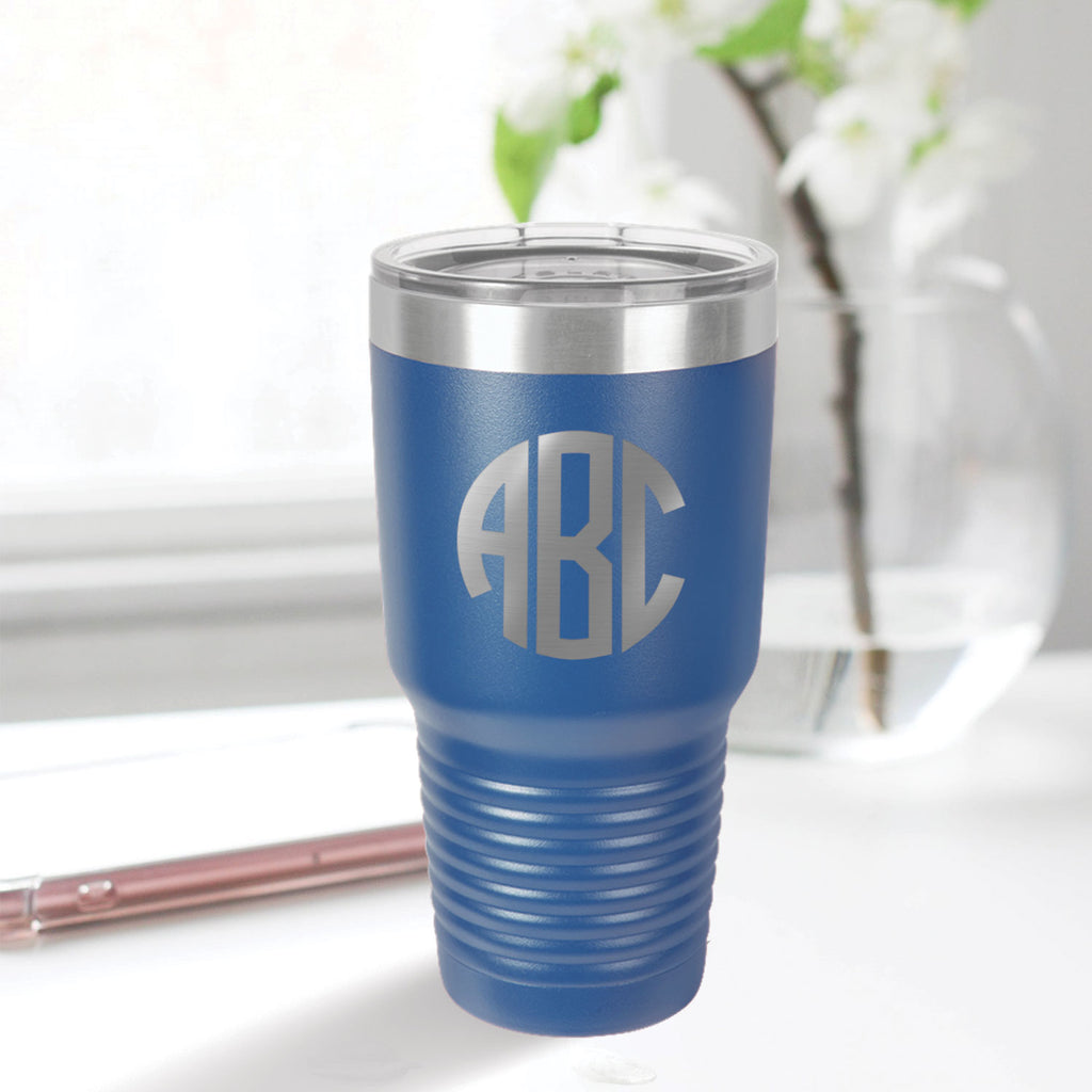 custom engraved 30 oz. tumbler drinkware best sellers blue with clear lid