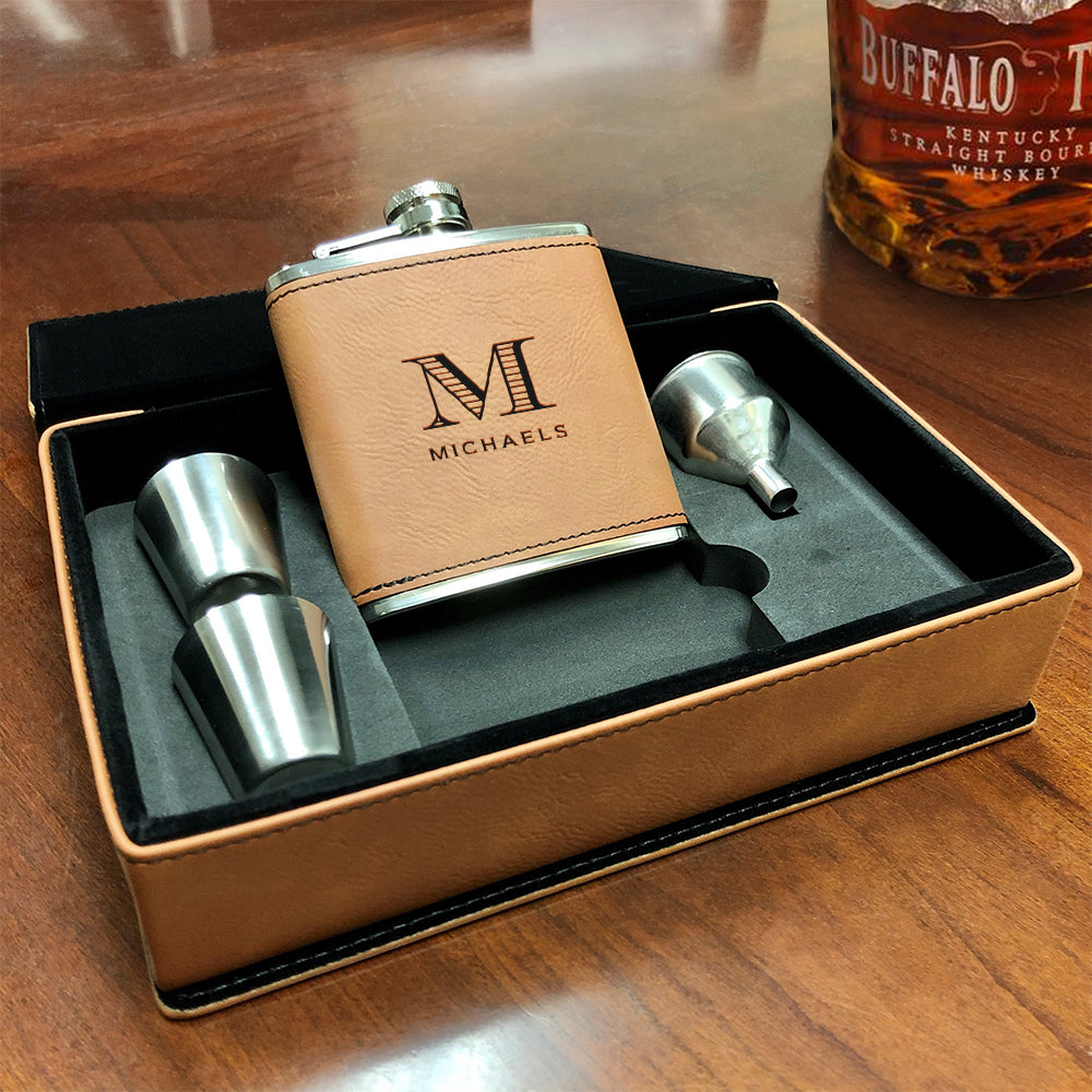 Custom Engraved Flask Gift Set
