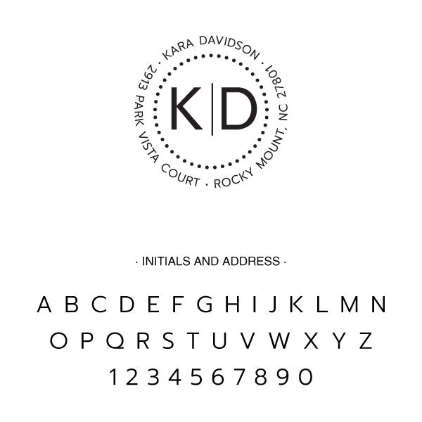 Round Return Address Two Letter Monogram Custom Designer Stamp