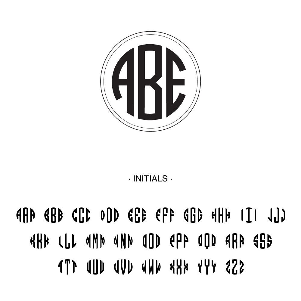 Ornate circle frame three letter monogram Custom Designer Stamp
