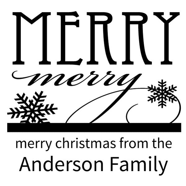 Holiday Merry Merry Christmas Family Last Name Custom Designer Stamp