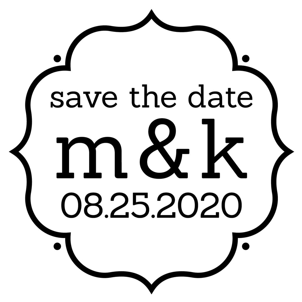 Round Wedding save the date Couple initials and date Custom Designer Stamp