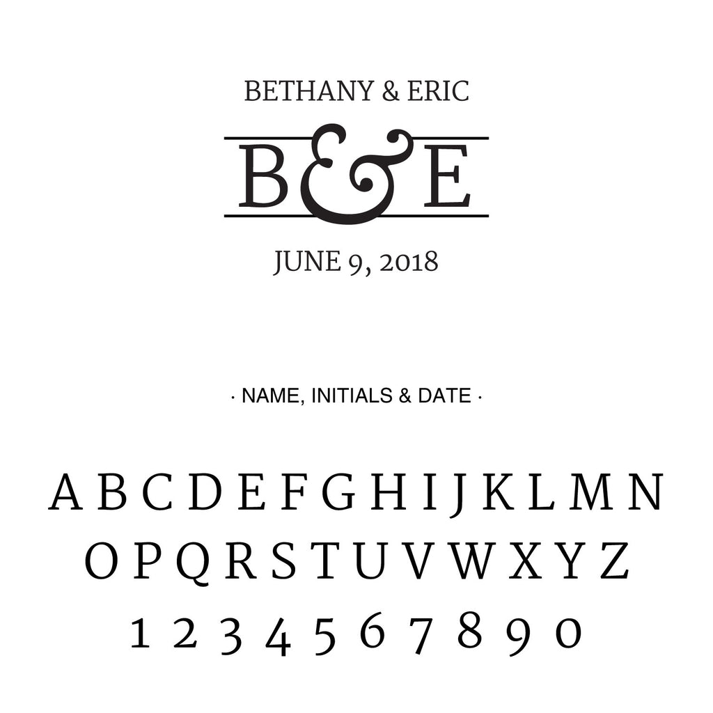Wedding Couple Name, initial and date Custom Designer Stamp