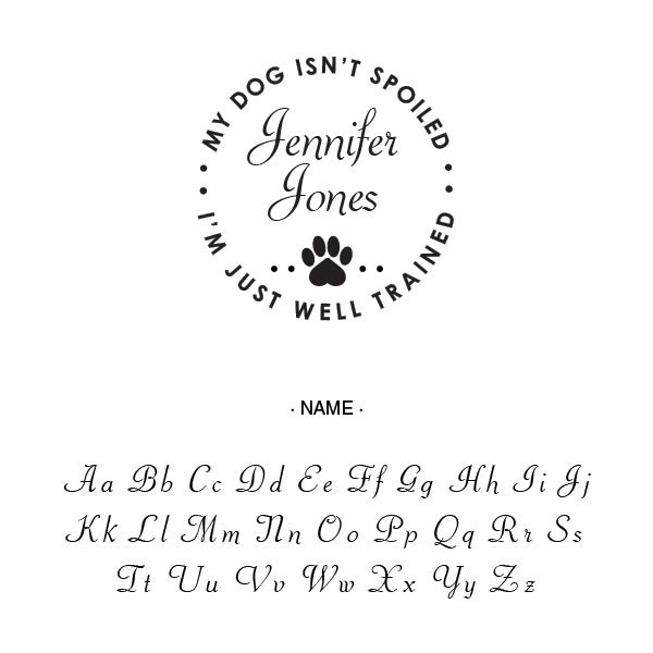 Round Dog Funny Name Signature Custom Designer Stamp Alphabet and Font Used