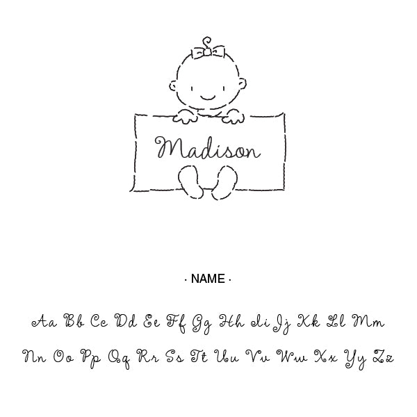 Baby Girl Name Custom Designer Stamp Alphabet and Used Font