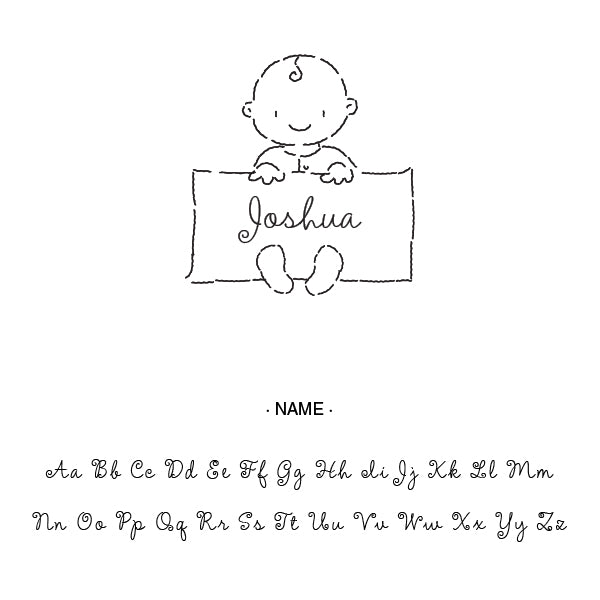 Baby Boy Name Custom Designer Stamp Alphabet and Used Font