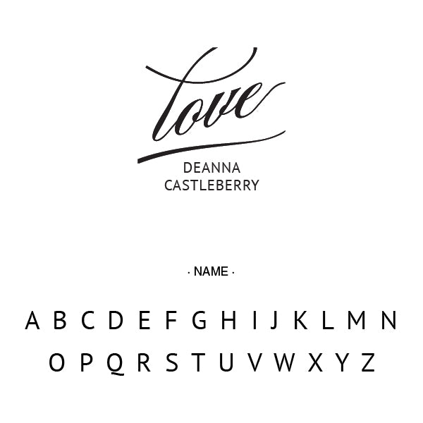 Love Signature Name Custom Designer Stamp Alphabet and Font Used