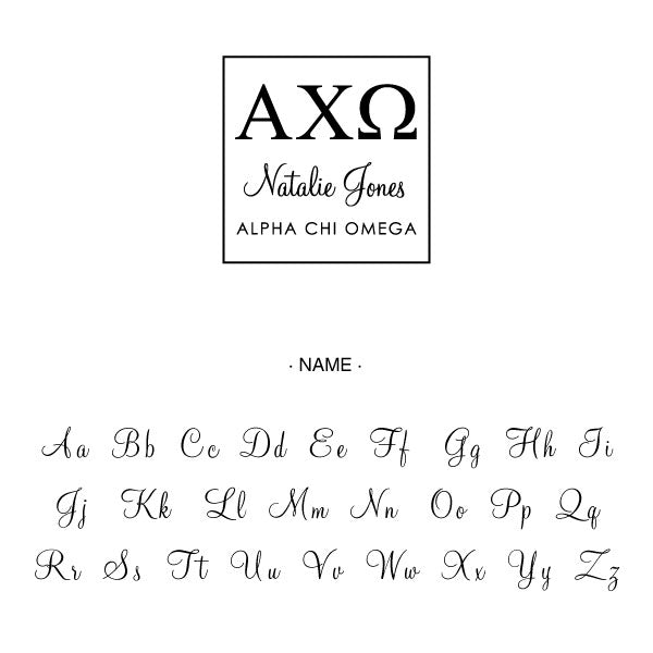 Alpha Chi Omega Square College Social Symbol Panhellenic Sorority Chapter Custom Designer Stamp Greek