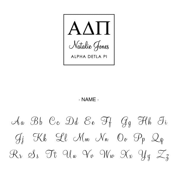 Alpha Delta Pi Square College Social Symbol Panhellenic Sorority Chapter Custom Designer Stamp Greek