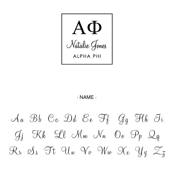 Alpha Phi Square College Social Symbol Panhellenic Sorority Chapter Custom Designer Stamp Greek