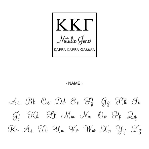 Kappa Kappa Gamma Square College Social Symbol Panhellenic Sorority Chapter Custom Designer Stamp Greek