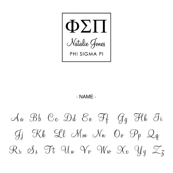 Phi Sigma Pi Square College Social Symbol Panhellenic Sorority Chapter Custom Designer Stamp Greek