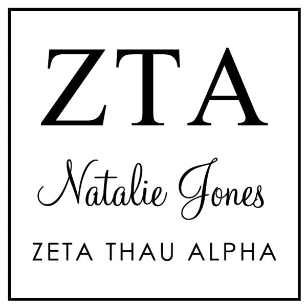 Zeta Tau Alpha Square College Social Symbol Panhellenic Sorority Chapter Custom Designer Stamp Greek