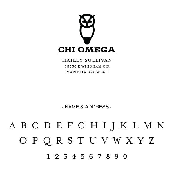 Chi Omega Symbol Address Custom Stamp Artisan Stamp