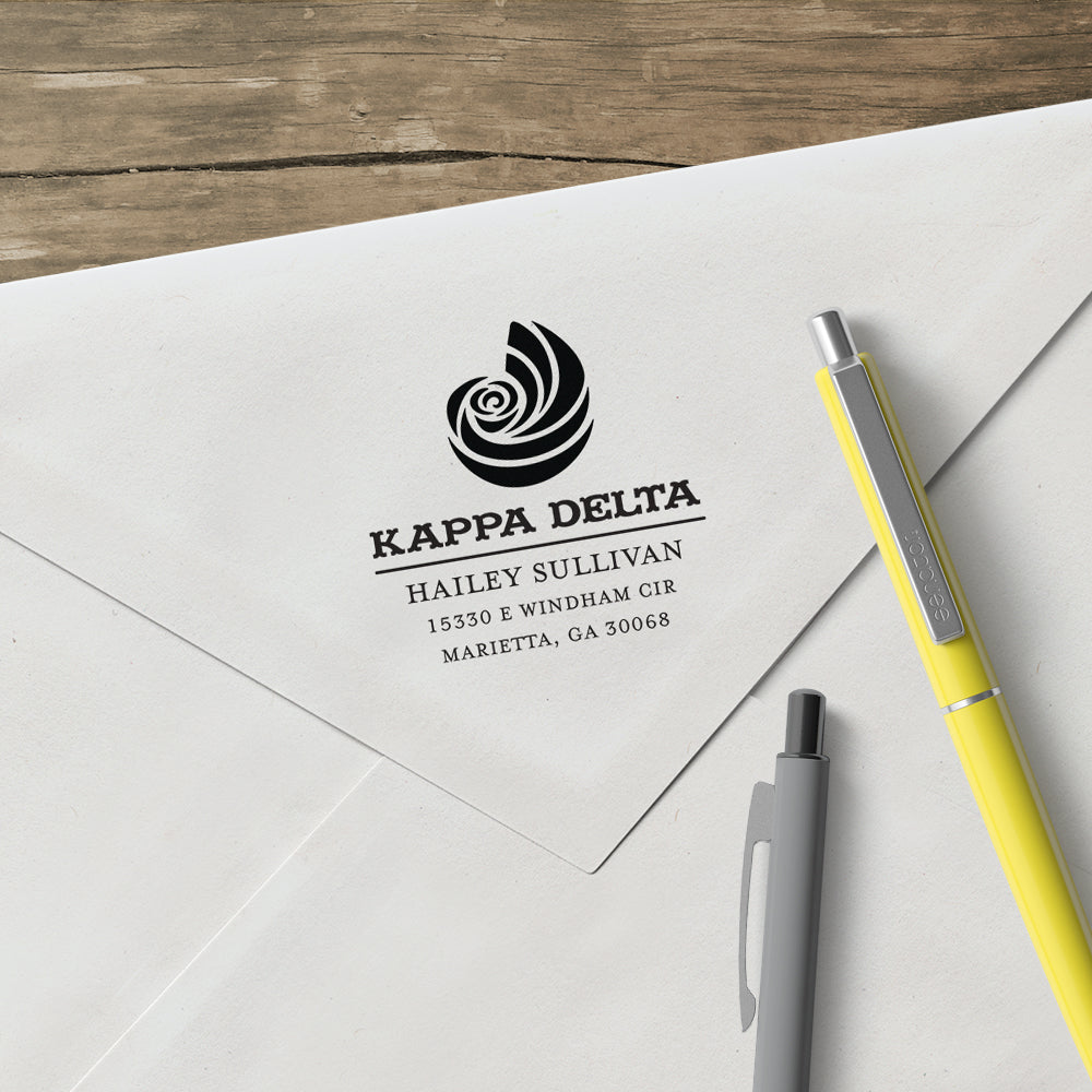 Kappa Delta College Panhellenic Sorority Chapter Name Return Address Custom Designer Stamp