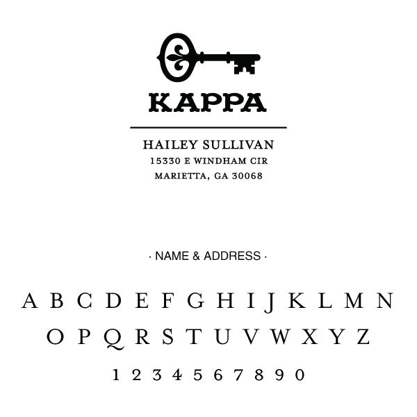 Kappa Kappa Gamma College Panhellenic Sorority Chapter Name Return Address Custom Designer Stamp