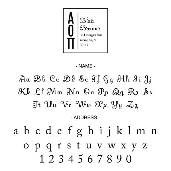 Alpha Omicron Pi Square Panhellenic Sorority Name Return Address Custom Designer Stamp