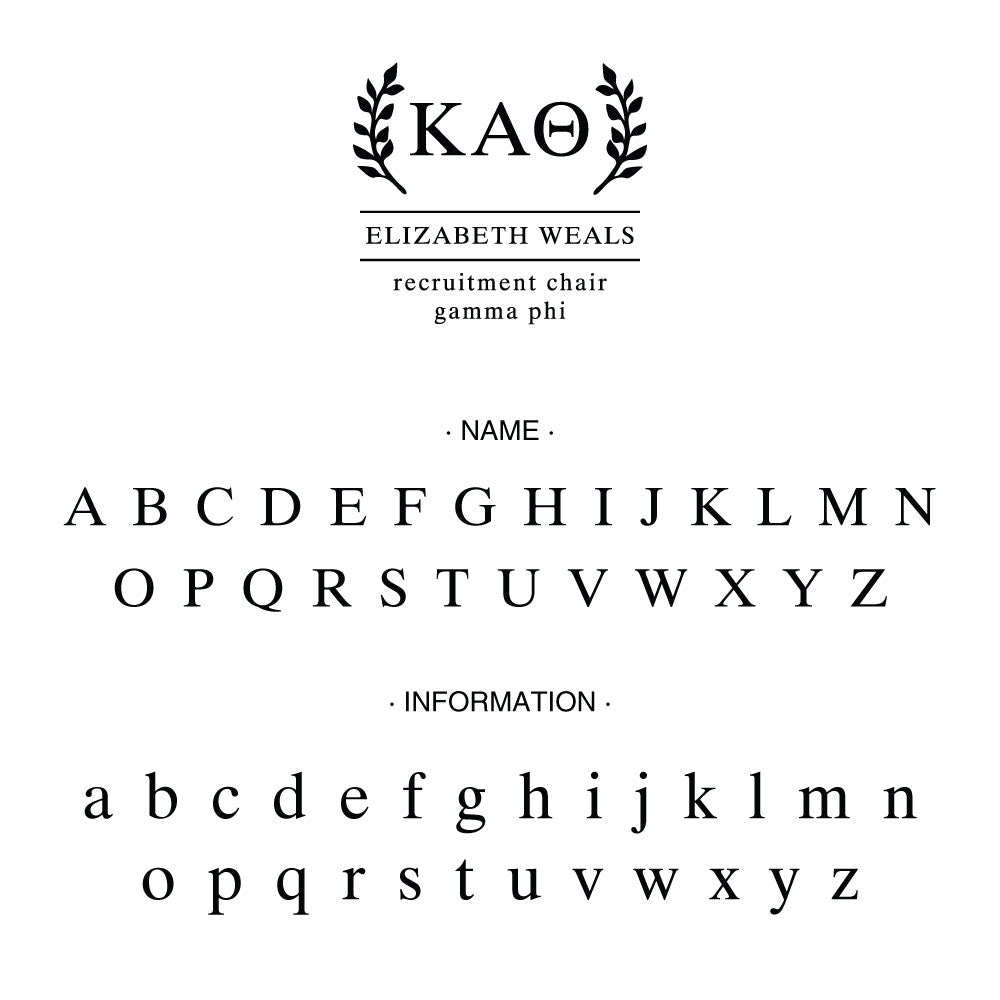 Kappa Alpha Theta Wreath leaves Social Panhellenic Sorority Chapter Custom Designer Stamp Greek