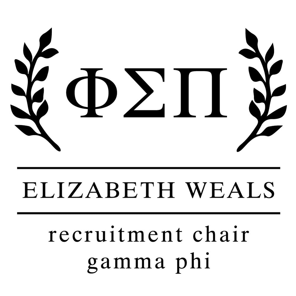 Phi Sigma Pi Wreath leaves Social Panhellenic Sorority Chapter Custom Designer Stamp Greek