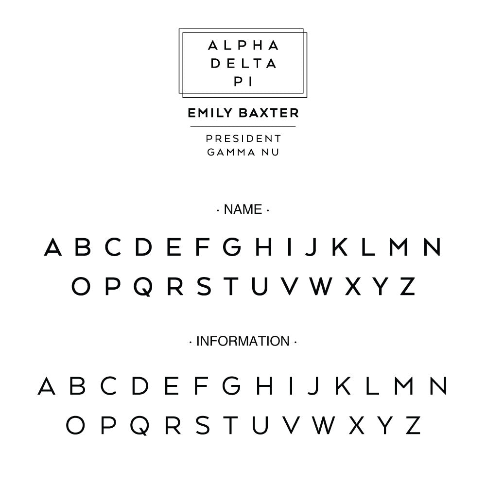 Alpha Delta Pi Deco Style Frame Social Panhellenic Sorority Chapter Custom Designer Stamp Greek