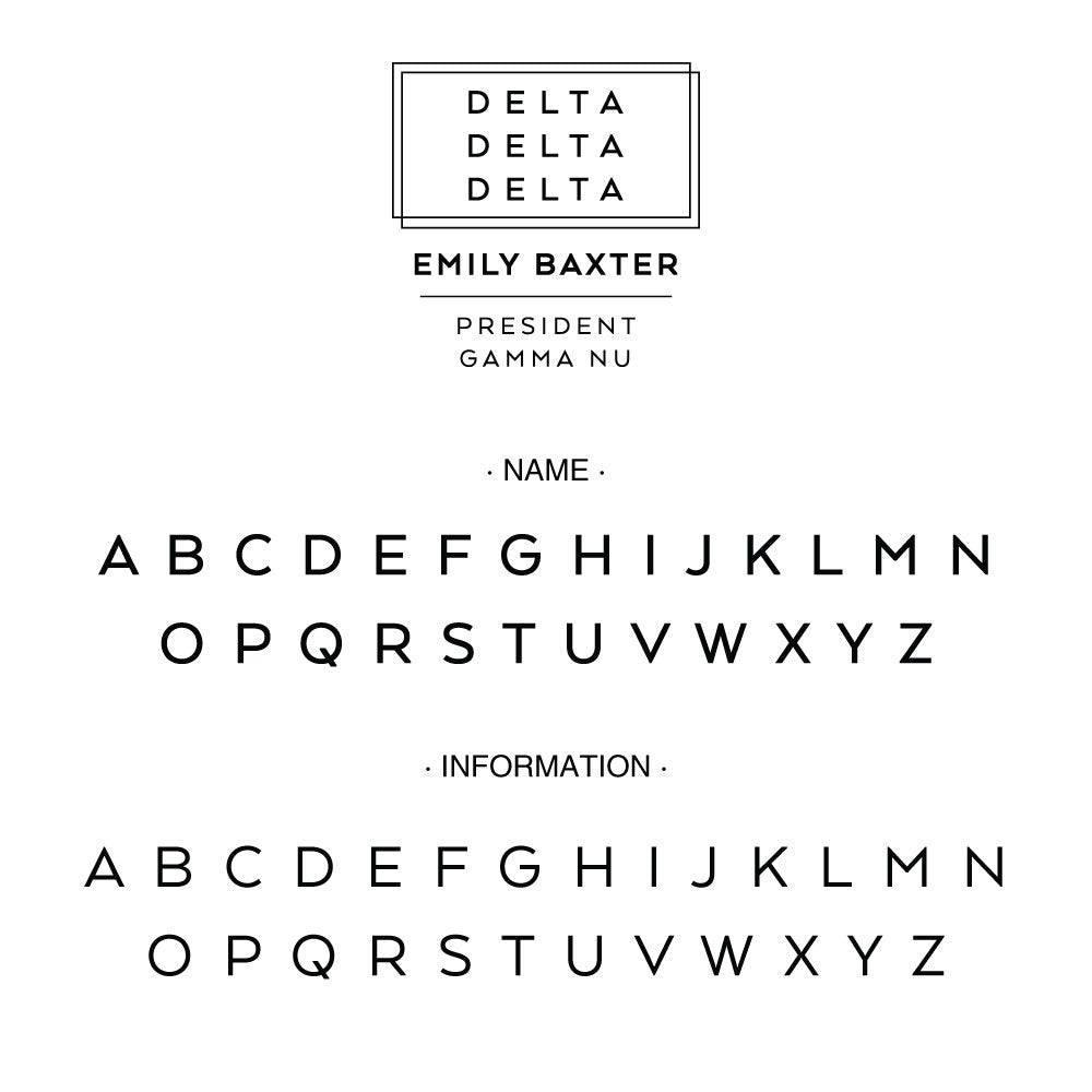 Delta Delta Delta Deco Style Frame Social Panhellenic Sorority Chapter Custom Designer Stamp Greek