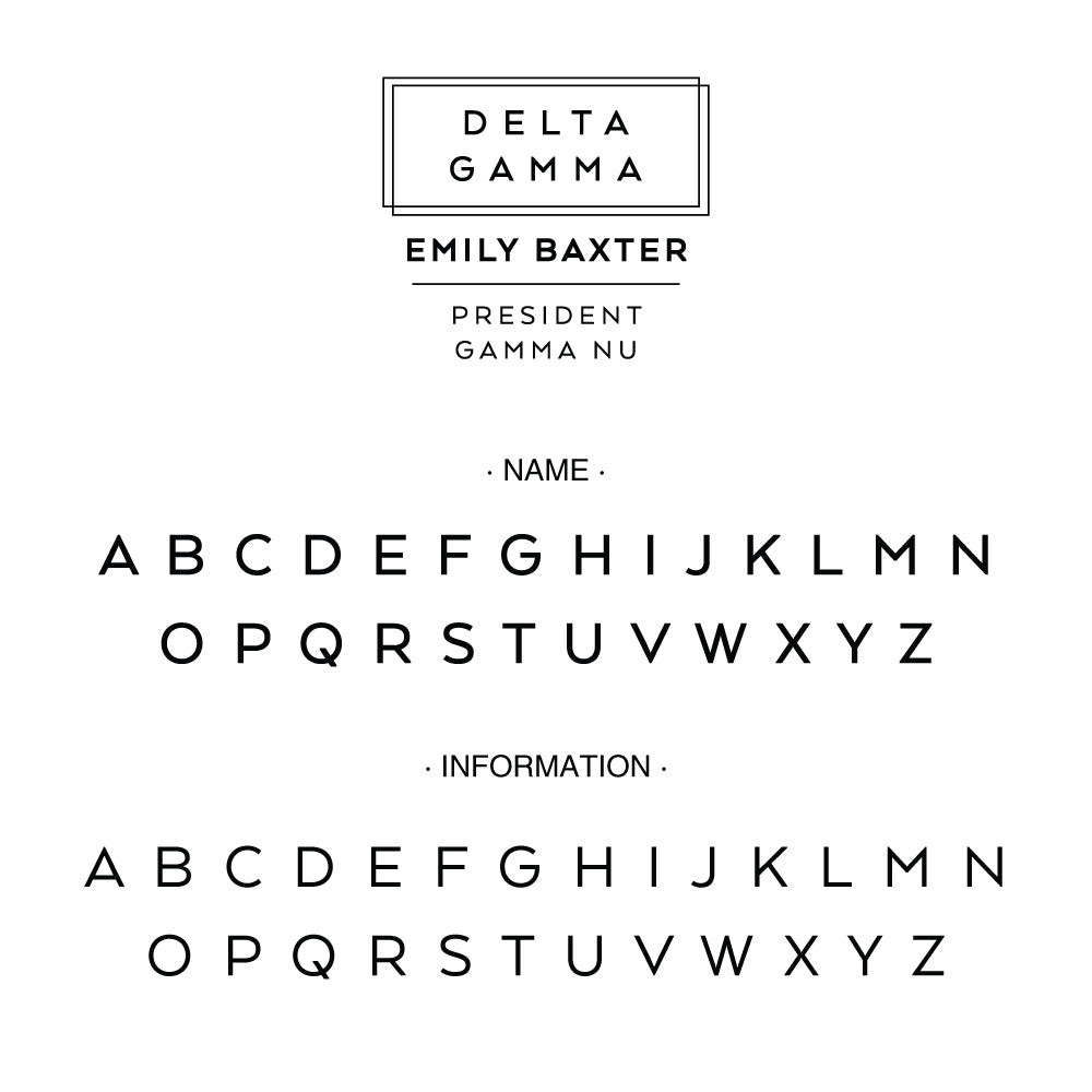 Delta Gamma Deco Style Frame Social Panhellenic Sorority Chapter Custom Designer Stamp Greek