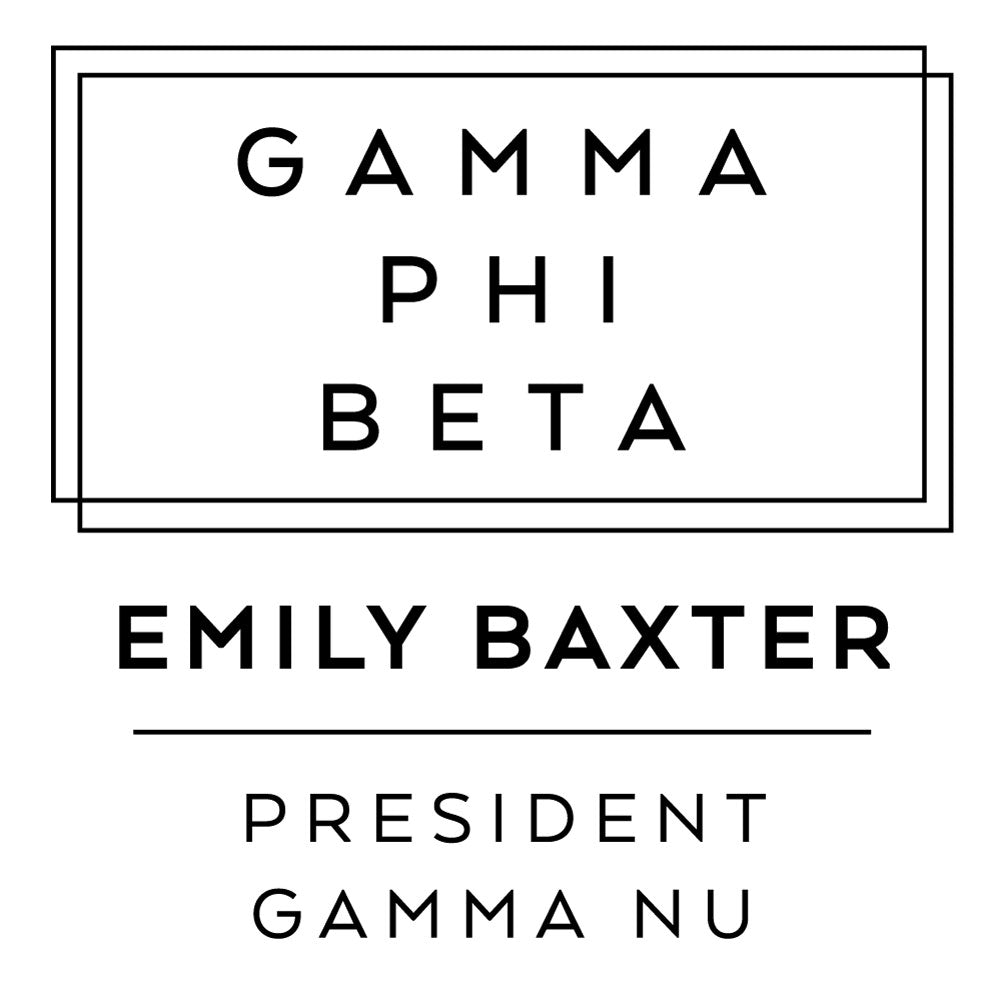 Gamma Phi Beta Deco Style Frame Social Panhellenic Sorority Chapter Custom Designer Stamp Greek