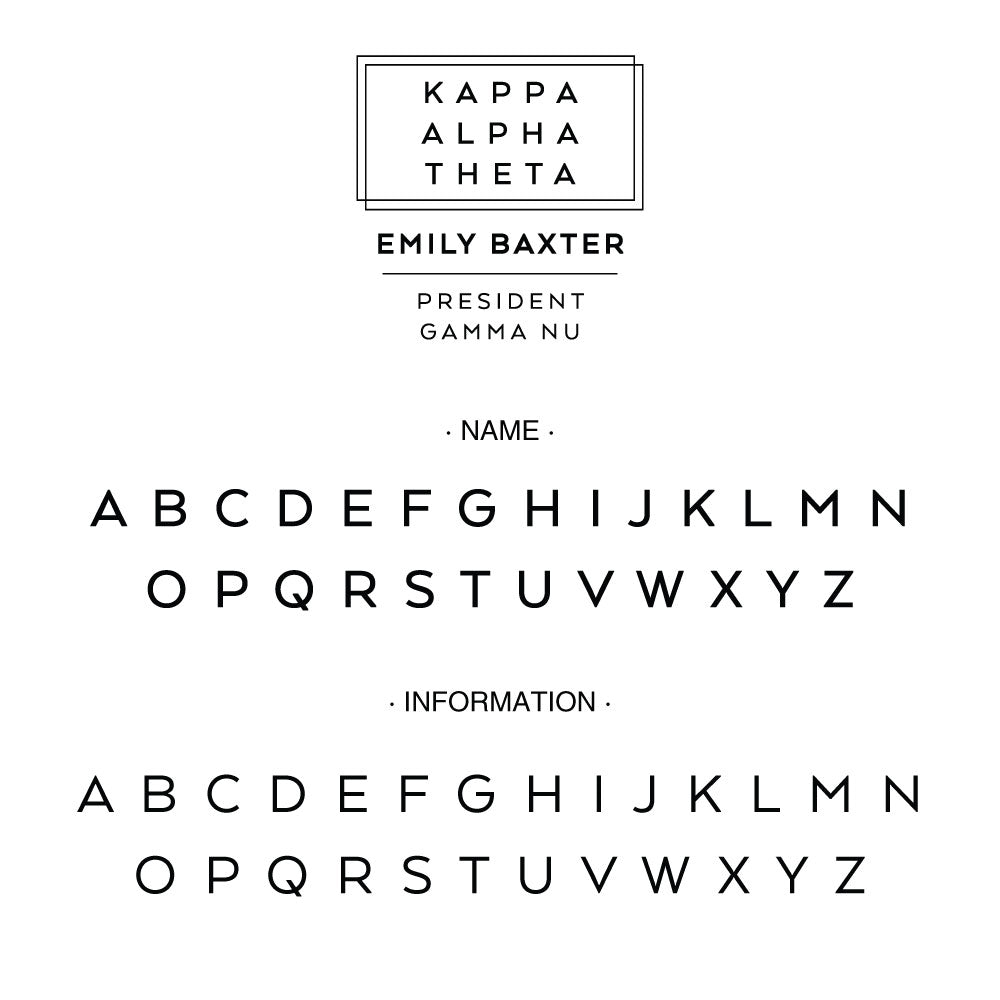 Kappa Alpha Theta Deco Style Frame Social Panhellenic Sorority Chapter Custom Designer Stamp Greek