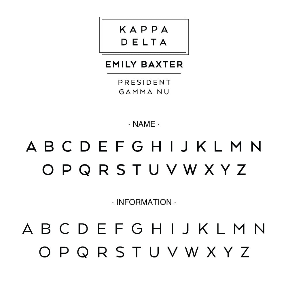 Kappa Delta Deco Style Frame Social Panhellenic Sorority Chapter Custom Designer Stamp Greek