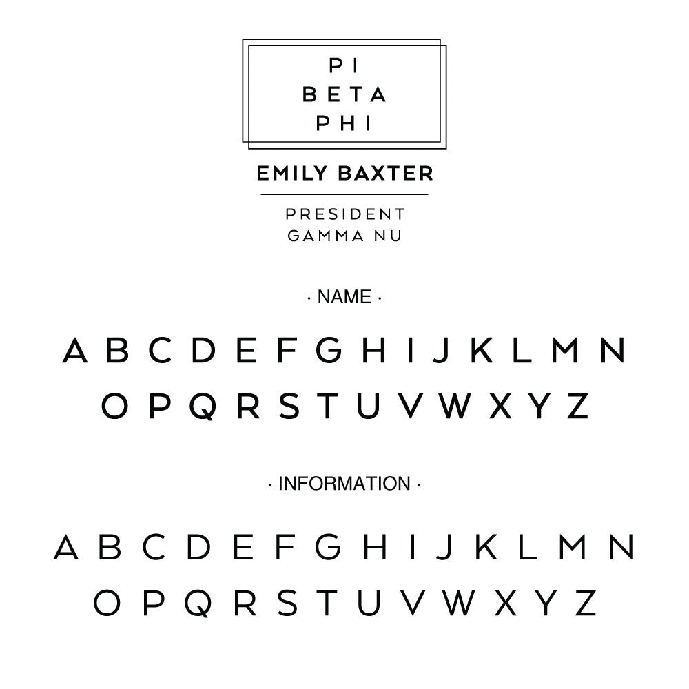 Pi Beta Phi Deco Style Frame Social Panhellenic Sorority Chapter Custom Designer Stamp Greek