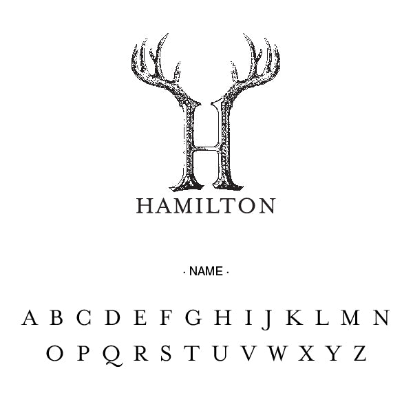 Alexa Pulitzer Deer Antlers Initials Name Signature Custom Designer Embosser Alphabet and Font Used