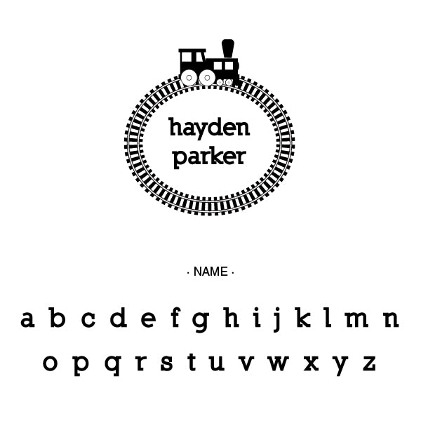 Train Track Kids Name Custom Designer Stamp Alphabet and Font Used