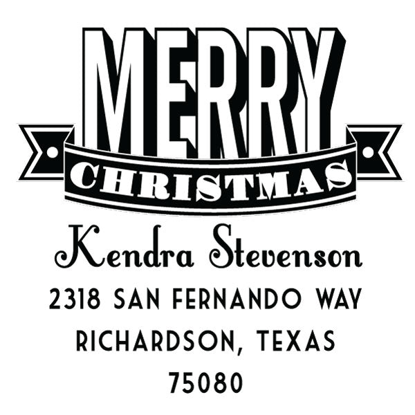 Holiday Merry Christmas Return Address Custom Designer Stamp