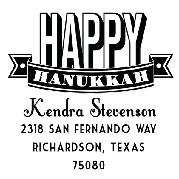 Holiday Happy Hanukkah Family Return Address Custom Designer Stamp