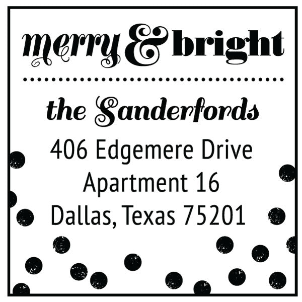 Holiday Merry & bright Polkadot Family Return Address Custom Designer Stamp