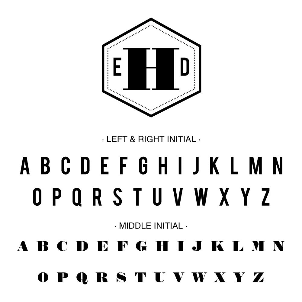 hexagon frame three letter monogram initial Custom Designer Stamp