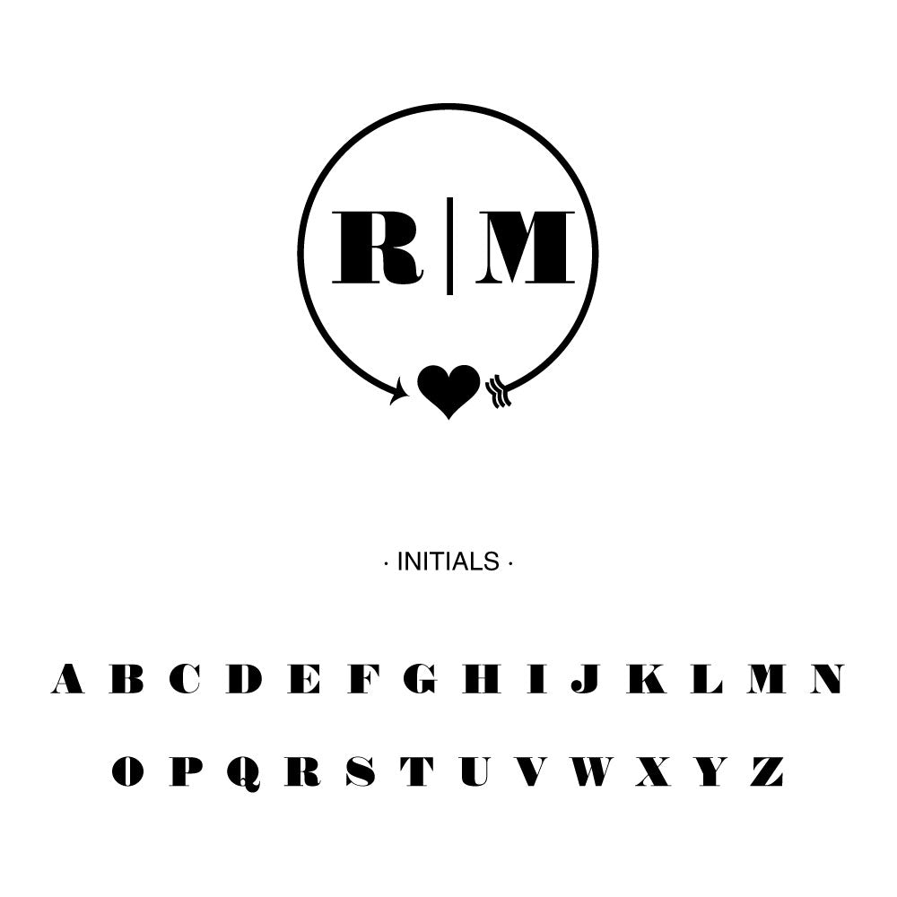 circle heart two letter monogram initial Custom Designer Stamp