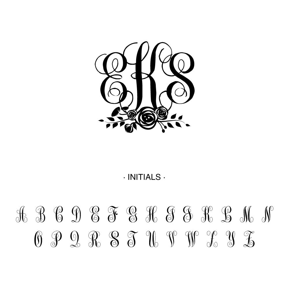 floral script three letter monogram initial Custom Designer Stamp